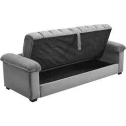 H&O Direct 3 Seater Grey Channel Sleeper Sofa Bed - Wilko - thumbnail 4