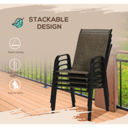 Outsunny Set of 4 Mixed Brown Mesh Stackable Garden Dining Chairs - Size: 76.5 x 81 x 18.5cm - Wilko - thumbnail 6