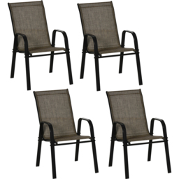 Outsunny Set of 4 Mixed Brown Mesh Stackable Garden Dining Chairs - Size: 76.5 x 81 x 18.5cm - Wilko - thumbnail 3