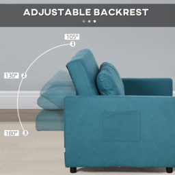 Portland 2 Seater Blue Sofa Bed - Wilko - thumbnail 7