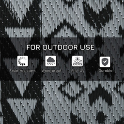 Outsunny Black and Grey Reversible Outdoor Rug with Carry Bag 182 x 274cm - Size: 274 x 182 x 0.3cm - Wilko - thumbnail 7