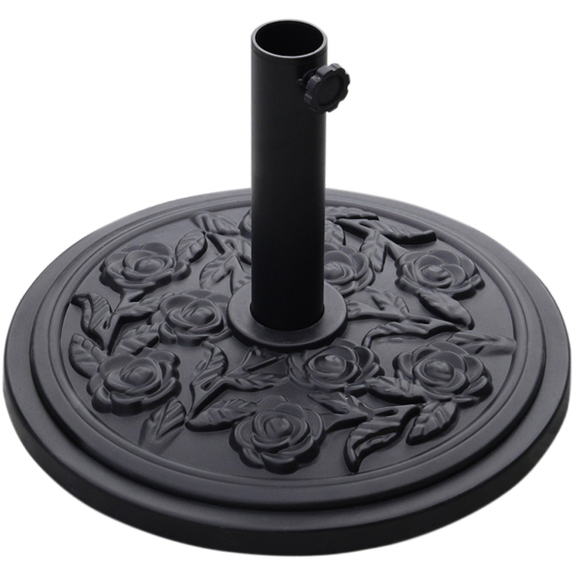 Living and Home Black Floral Pattern Cement Parasol Base 10kg - Size: Single - Wilko - image 1