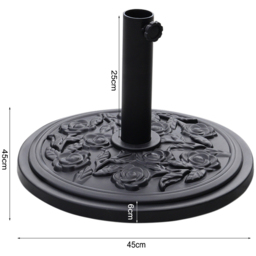 Living and Home Black Floral Pattern Cement Parasol Base 10kg - Size: Single - Wilko - thumbnail 6