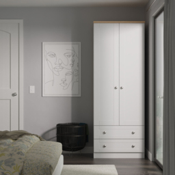 Crowndale Sussex 2 Door 2 Drawer Grey Ash and Bardolino Oak Tall Wardrobe Ready Assembled - Grey Ash & Bardolino Oak - Wilko - thumbnail 7