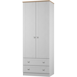 Crowndale Sussex 2 Door 2 Drawer Grey Ash and Bardolino Oak Tall Wardrobe Ready Assembled - Grey Ash & Bardolino Oak - Wilko - thumbnail 4