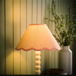 ValueLights Florie Scallop Pink Trim Small Shade - Size: 15 x 27.5 x 27.5cm - Cream - Wilko - thumbnail 7