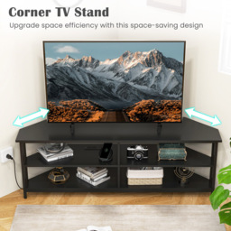 Costway 4 Shelf Black Corner TV Unit with AC Outlet - Size: 151 x 50 x 12cm - Wilko - thumbnail 7