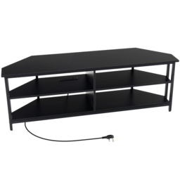 Costway 4 Shelf Black Corner TV Unit with AC Outlet - Size: 151 x 50 x 12cm - Wilko - thumbnail 3