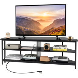 Costway 4 Shelf Black Corner TV Unit with AC Outlet - Size: 151 x 50 x 12cm - Wilko - thumbnail 4