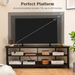 Costway 4 Shelf Black Corner TV Unit with AC Outlet - Size: 151 x 50 x 12cm - Wilko - thumbnail 5