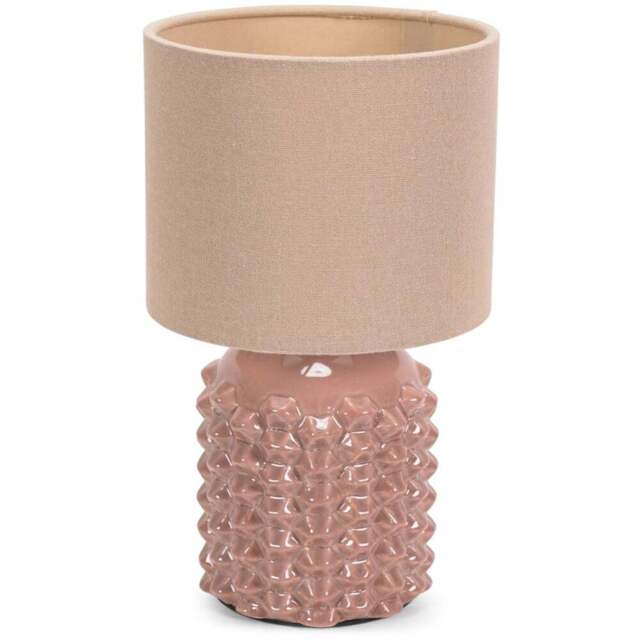 ValueLights Asha Drum Shade Ceramic Tan Geometric LED Table Lamp - Size: 25.5 x 15 x 15cm - Cream - Wilko - image 1
