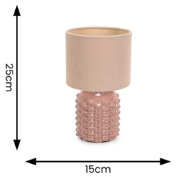 ValueLights Asha Drum Shade Ceramic Tan Geometric LED Table Lamp - Size: 25.5 x 15 x 15cm - Cream - Wilko - thumbnail 5