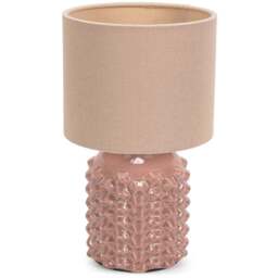 ValueLights Asha Drum Shade Ceramic Tan Geometric LED Table Lamp - Size: 25.5 x 15 x 15cm - Cream - Wilko