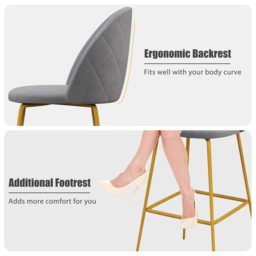 Costway Grey Bar Stool Set of 2 - Size: 78 x 66 x 46cm - Wilko - thumbnail 7