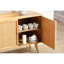Desser Manhattan 3 Door Natural Rattan and Mango Wood Sideboard - Size: 45 x 145 x 70cm - Brown - Wilko - thumbnail 7