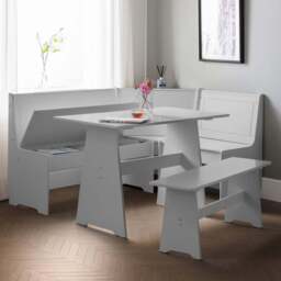 Julian Bowen Newport 5 Seater Corner Dining Set with Storage Bench Dove Grey - Wilko - thumbnail 1
