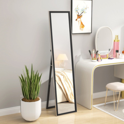 Portland Black Glittery Frame Full Length Floor Mirror 157 x 37cm - Wilko - thumbnail 3