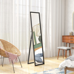 Portland Black Glittery Frame Full Length Floor Mirror 157 x 37cm - Wilko - thumbnail 4
