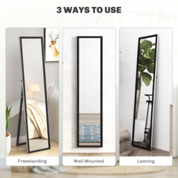 Portland Black Glittery Frame Full Length Floor Mirror 157 x 37cm - Wilko - thumbnail 7