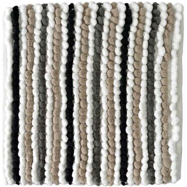 Allure Bath Fashions California Monochrome Striped Square Chunky Bobble Bath Mat 50 x 50cm - Grey - Wilko - image 1