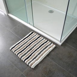 Allure Bath Fashions California Monochrome Striped Square Chunky Bobble Bath Mat 50 x 50cm - Grey - Wilko - thumbnail 3