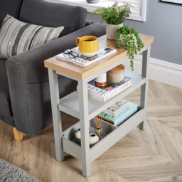 Home Source Avon 3 Shelf Grey Slim Side Table - Size: 70 x 70 x 28cm - Wilko - thumbnail 6