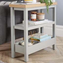 Home Source Avon 3 Shelf Grey Slim Side Table - Size: 70 x 70 x 28cm - Wilko - thumbnail 1