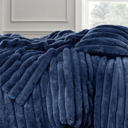 Velosso King Size Navy Jumbo Cord Duvet Set - Wilko - thumbnail 3