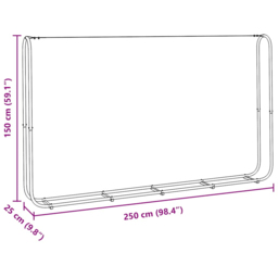 vidaXL Galvanised Steel Wire Silver Firewood Rack 250 x 25 x 150cm - Size: 150 x 25 x 250cm - Wilko - thumbnail 7