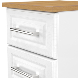 Crowndale Kent 2 Drawer White Ash and Modern Oak Compact Bedside Cabinet Ready Assembled - White Ash & Modern Oak - Wilko - thumbnail 6