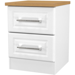 Crowndale Kent 2 Drawer White Ash and Modern Oak Compact Bedside Cabinet Ready Assembled - White Ash & Modern Oak - Wilko - thumbnail 5
