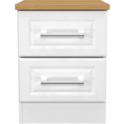 Crowndale Kent 2 Drawer White Ash and Modern Oak Compact Bedside Cabinet Ready Assembled - White Ash & Modern Oak - Wilko - thumbnail 3