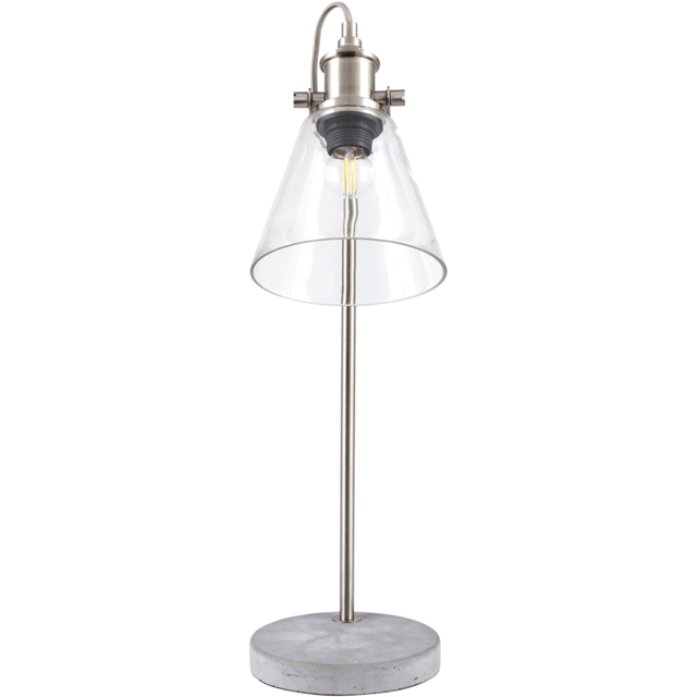 Pacific Lifestyle Chaplin Curved Glass Shade Concrete and Brushed Chrome Table Lamp - Size: 64 x 18 x 30cm - Grey - Wilko - image 1