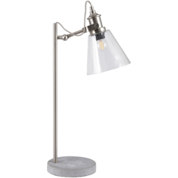 Pacific Lifestyle Chaplin Curved Glass Shade Concrete and Brushed Chrome Table Lamp - Size: 64 x 18 x 30cm - Grey - Wilko - thumbnail 3