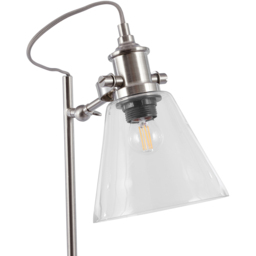 Pacific Lifestyle Chaplin Curved Glass Shade Concrete and Brushed Chrome Table Lamp - Size: 64 x 18 x 30cm - Grey - Wilko - thumbnail 4