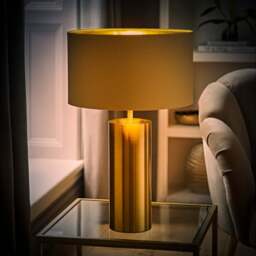 ValueLights Lexy Reni Beige and Antique Brass Shade Touch LED Table Lamp - Size: 55 x 35 x 35cm - Gold - Wilko - thumbnail 7