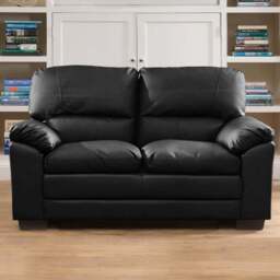 Genoa 2 Seater Black Bonded Leather Sofa - Artemis Home - Wilko - thumbnail 1