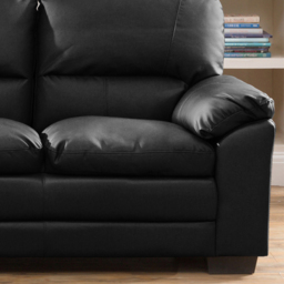 Genoa 2 Seater Black Bonded Leather Sofa - Artemis Home - Wilko - thumbnail 4