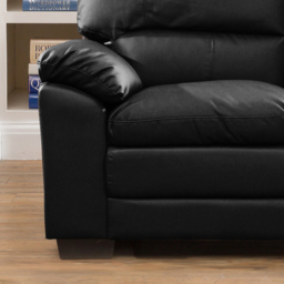 Genoa 2 Seater Black Bonded Leather Sofa - Artemis Home - Wilko - thumbnail 3