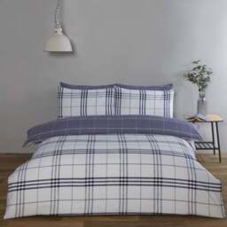 Rapport Home Harris King Size Denim Check Duvet Set - Blue - Wilko - thumbnail 1