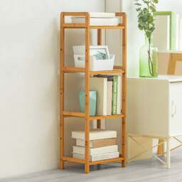 Living and Home 4 Shelf Natural Small Bookshelf - Brown - Wilko