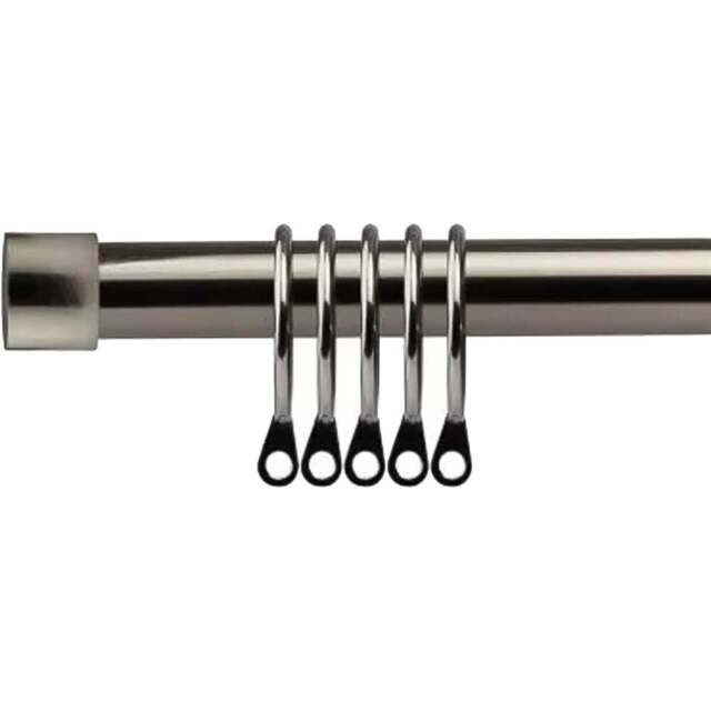 New Edge Blinds 120-210cm Extendable Black Silk Fenton Metal Curtain Pole - Size: 120 - 210cm - Wilko - image 1