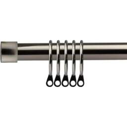 New Edge Blinds 120-210cm Extendable Black Silk Fenton Metal Curtain Pole - Size: 120 - 210cm - Wilko