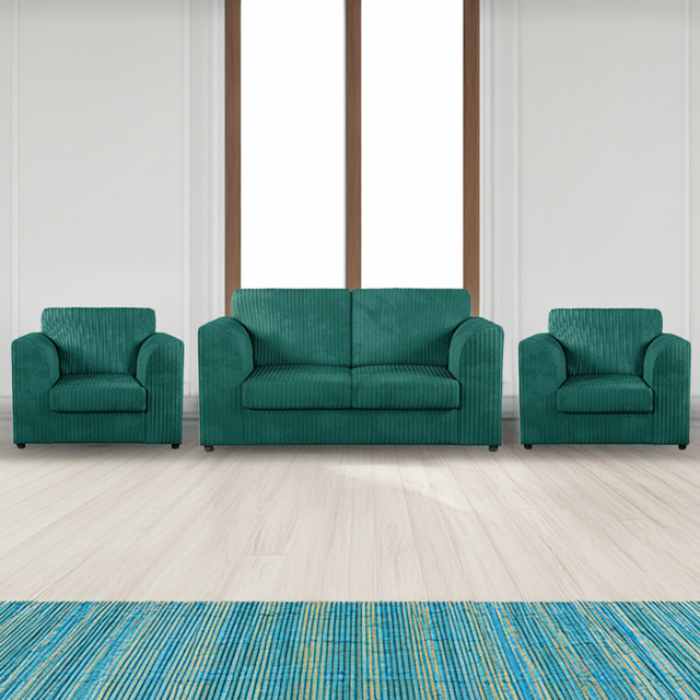Luxor 4 Seater Teal Jumbo Cord Sofa Suite with Full Back - Green - Wilko - image 1