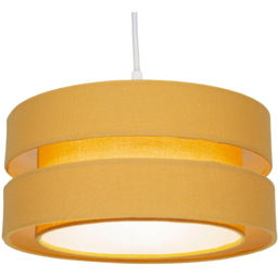Happy Homewares 3 Tier Ochre Linen Fabric Ceiling Pendant Shade - Size: 13 x 26 x 26cm - Yellow - Wilko - thumbnail 4
