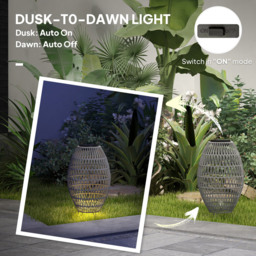 Outsunny Grey Rattan Solar Lamp - Size: 51 x 32 x 32cm - Wilko - thumbnail 6