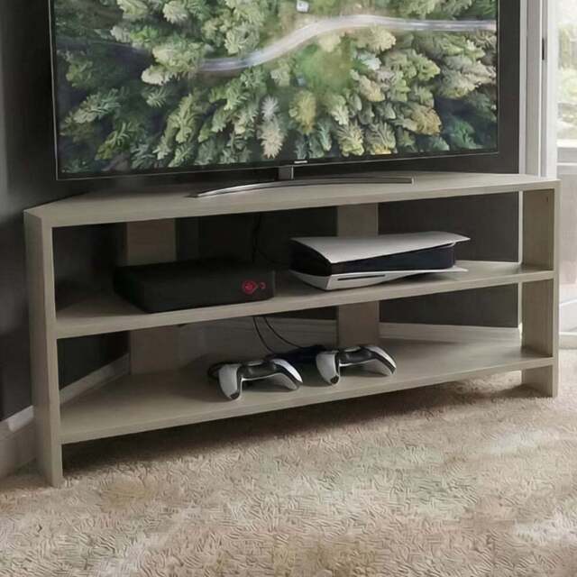 FWStyle Promo 2 Shelf Sage Green Corner TV Unit - Size: 45 x 110 x 36cm - Wilko - image 1