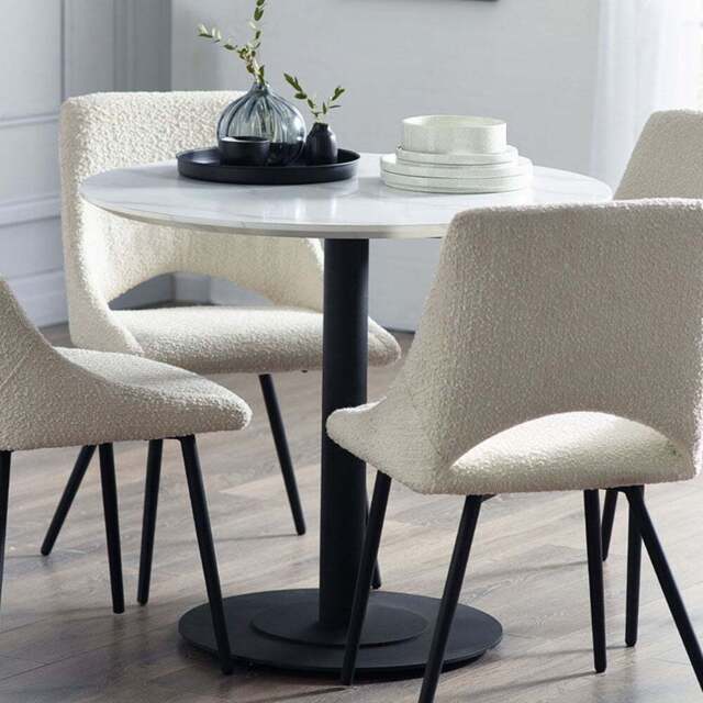 Julian Bowen Luca 4 Seater Round Table White and Black - Wilko - image 1