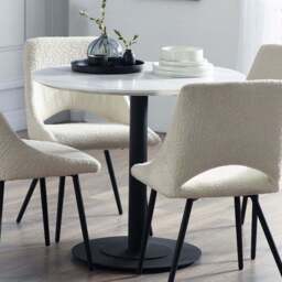 Julian Bowen Luca 4 Seater Round Table White and Black - Wilko