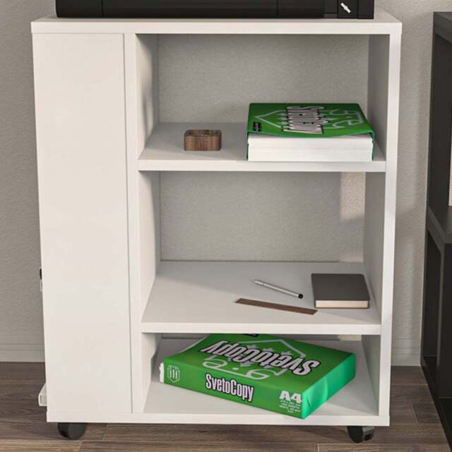 Decorotika Roza 6 Shelf Mobile Printer Desk Stand with Wheels - Size: 75 x 60 x 35cm - White - Wilko - image 1